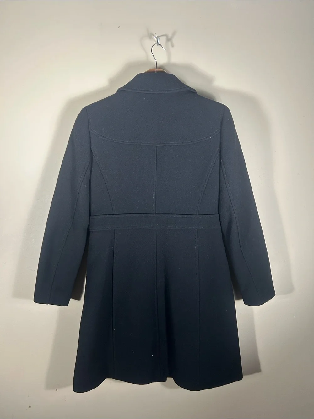J. Crew Black Wool Double Cloth Coat Lady Topcoat Black Size 8 Petite - Picture 11 of 14